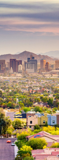 Downtown skyline with a desert mountain in the back